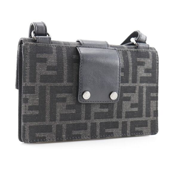 Fendi Zucca Canvas Baguette Convertible Belt Bag Black - Picture 2 of 5